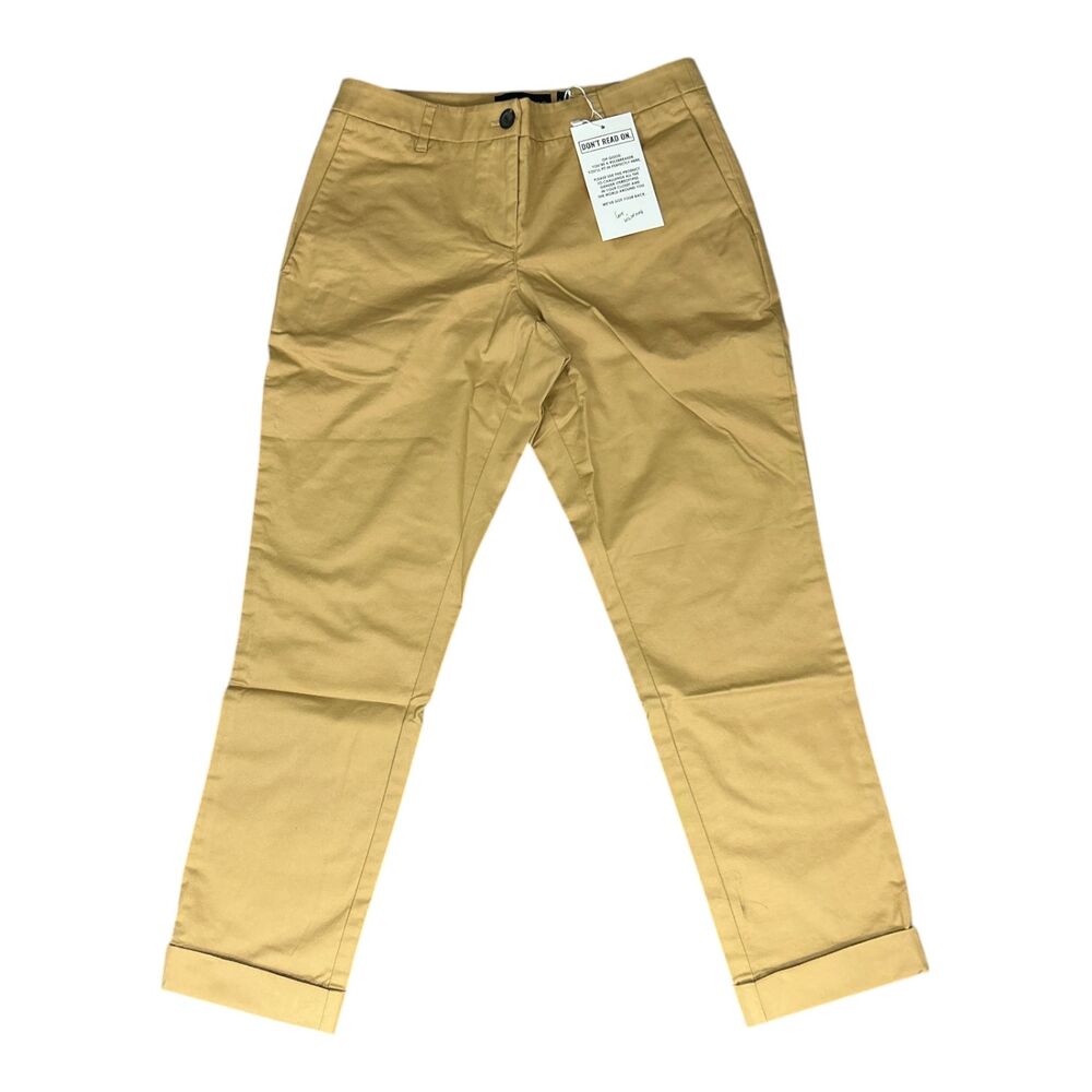 WILDFANG The Essential Trouser Pants size 6 Camel Tan Chino Cuff Taper NWT New
